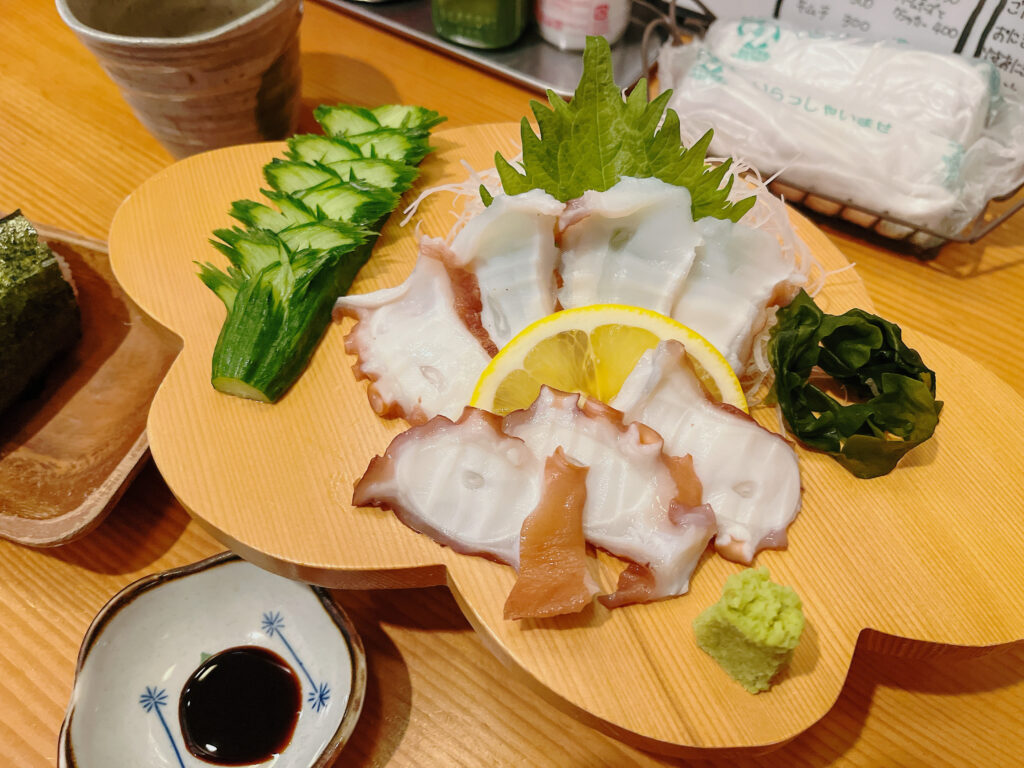 島原・天草4泊5日旅：1日目：島原　居酒屋あじしんで蛸の刺身