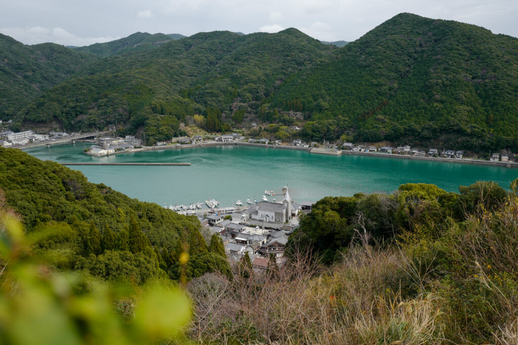 島原・天草4泊5日旅：4日目：天草　本渡バスセンターから世界遺産　潜伏キリシタンの里崎津集落へ　崎津展望台からの景色