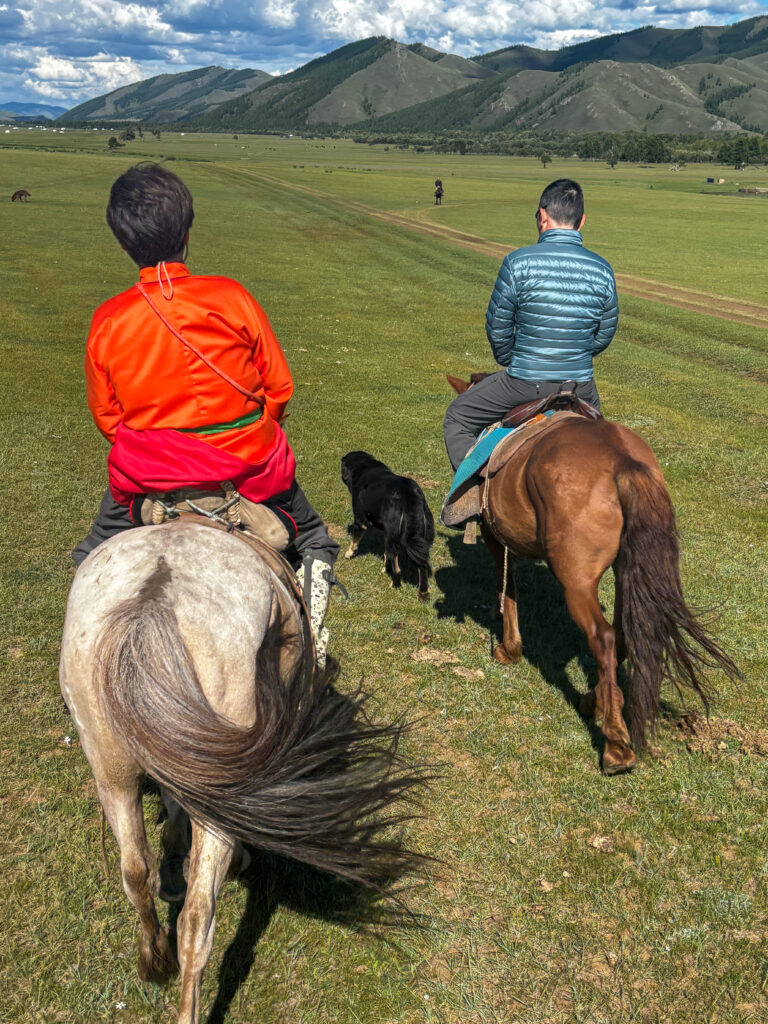 モンゴル　遊牧民ゲルホームステイ　乗馬体験　