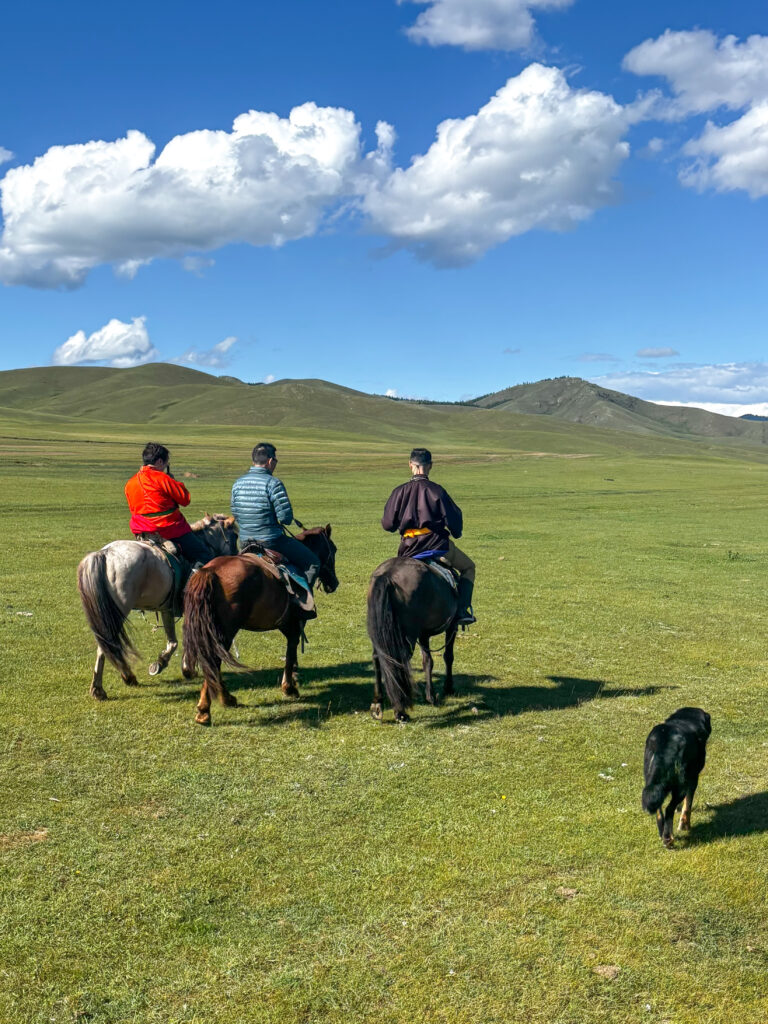 モンゴル　遊牧民ゲルホームステイ　乗馬体験　