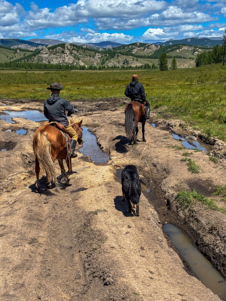 モンゴル　遊牧民ゲルホームステイ　馬旅キャンプ　乗馬ハイキング　Gunjin sum