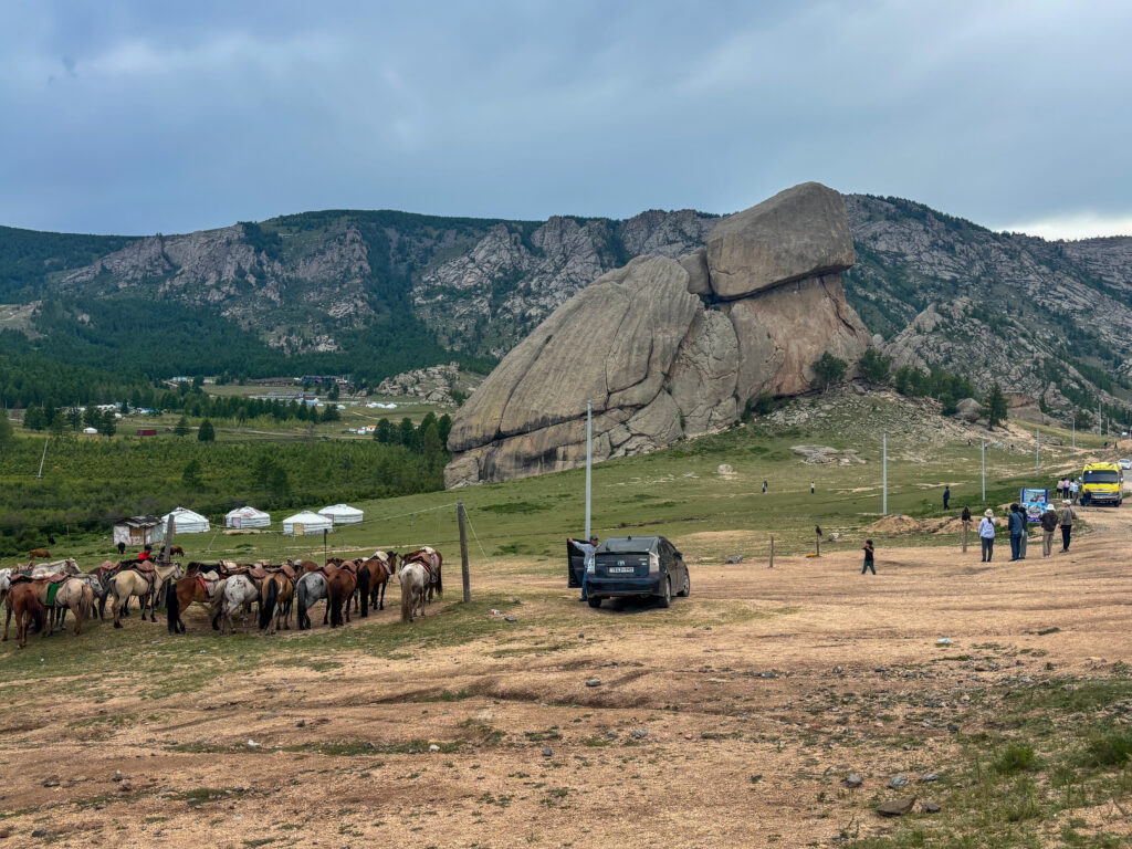 モンゴル　遊牧民ゲルホームステイ　亀岩