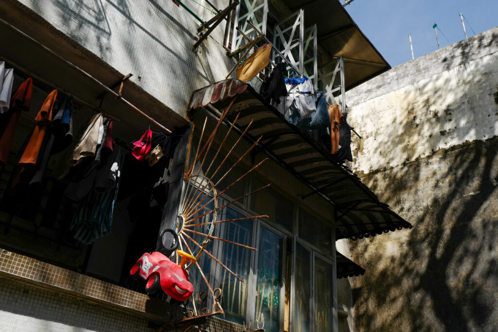 マカオ　ロバートホートン図書館　民家
